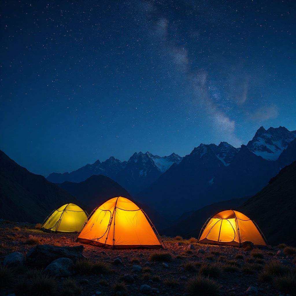 Campeggio d'alta quota sotto le stelle