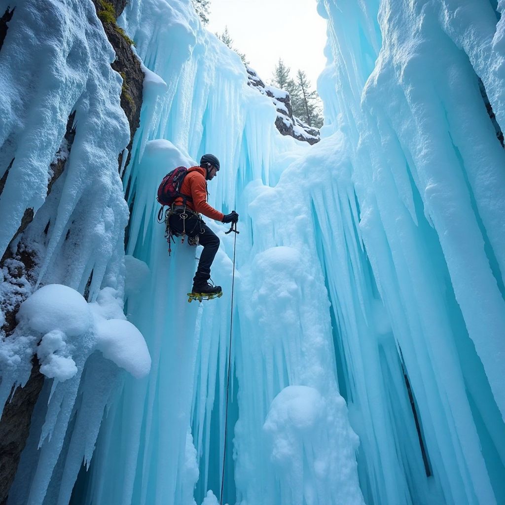 Arrampicata su cascata di ghiaccio